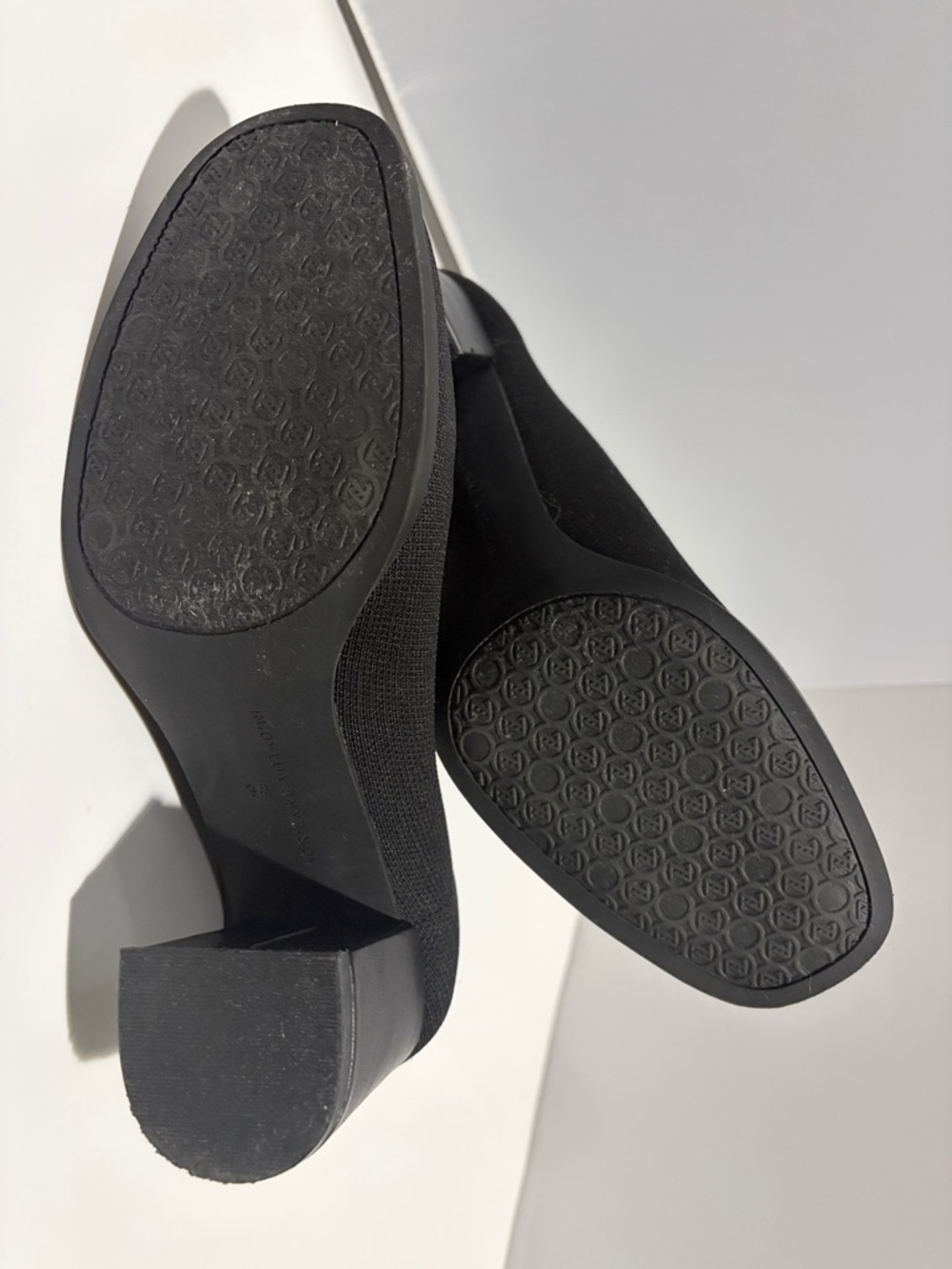 Adrienne Vittadini Black Knit Block Heel Pumps - Picture 5 of 6